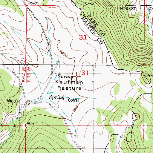 Topographic Map of Kaufman Pasture, CO