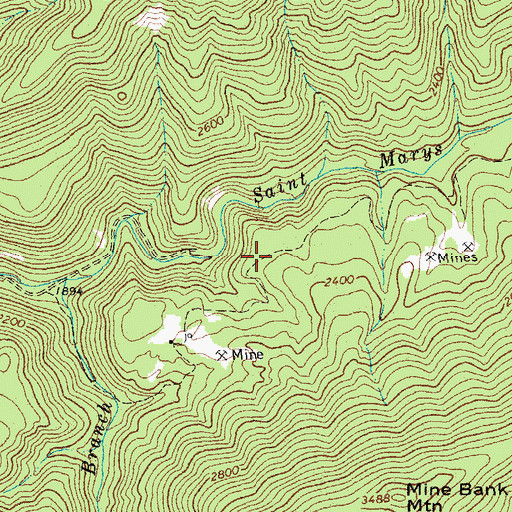 Topographic Map of Saint Mary's Wilderness, VA