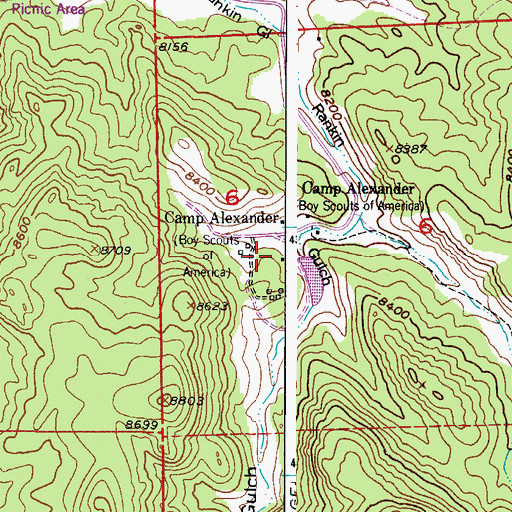 Topographic Map of Camp Alexander, CO
