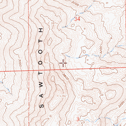 Topographic Map of Sawtooth Mountains Wilderness, CA
