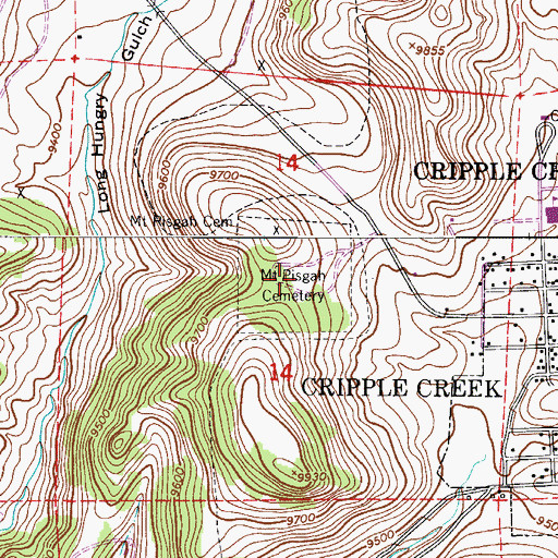 Topographic Map of Mount Pisgah Cemetery, CO
