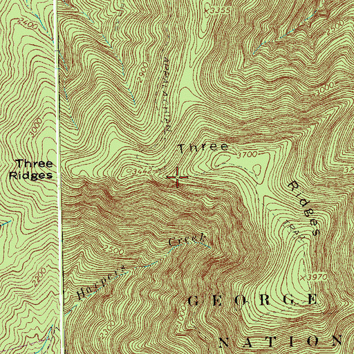 Topographic Map of Three Ridges Wilderness, VA