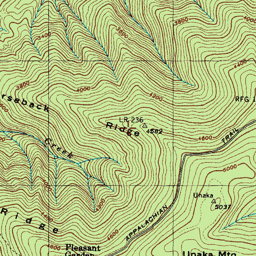 Topographic Map of Unaka Mountain Wilderness, TN