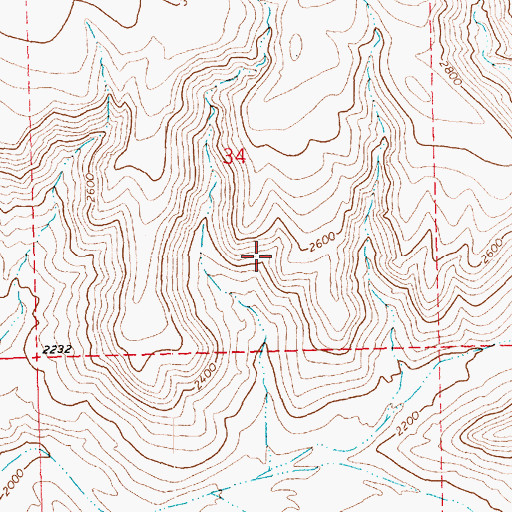 Topographic Map of Warm Springs Wilderness, AZ