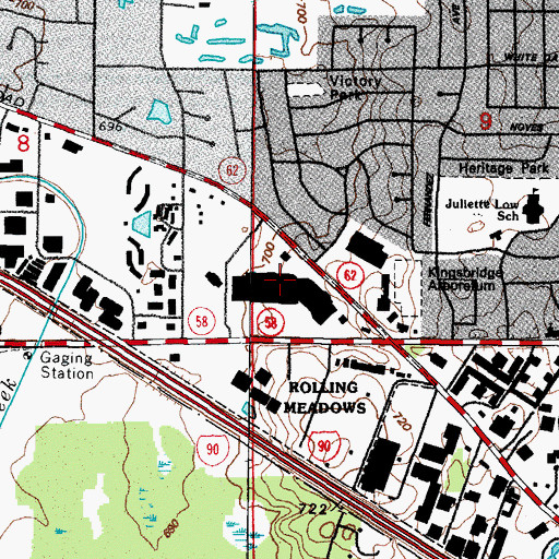 Topographic Map of Meadows Town Mall Shopping Center, IL
