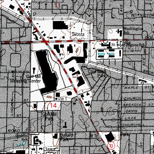 Topographic Map of Millbrook Shopping Center, IL