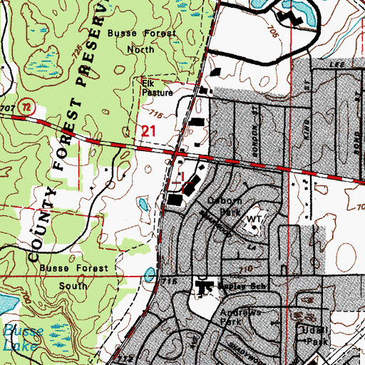 Topographic Map of Park and Shop Shopping Center, IL