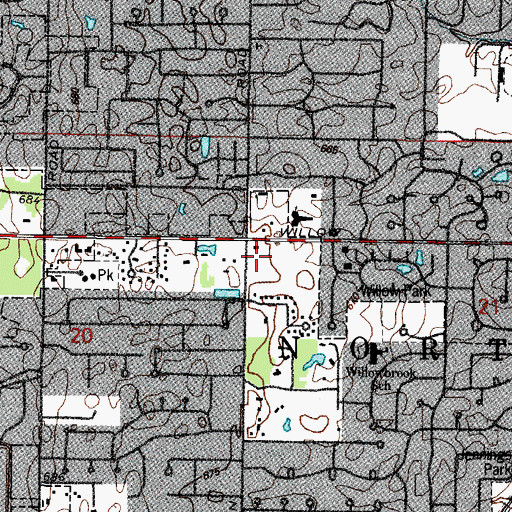 Topographic Map of Plaza Del Prado Shopping Center, IL