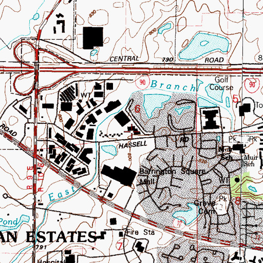 Topographic Map of Poplar Commons Shopping Center, IL