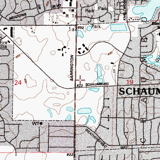 Topographic Map of Prairie Towne Shopping Center, IL