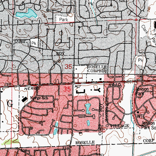 Topographic Map of Roselle Towne Square Shopping Center, IL