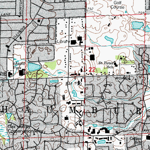 Topographic Map of Schoolhouse Square Shopping Center, IL