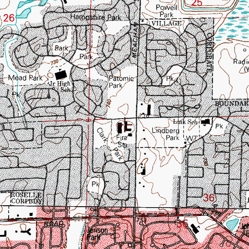 Topographic Map of Shawnway Shopping Center, IL