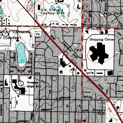 Topographic Map of Shoppers World Shopping Center, IL