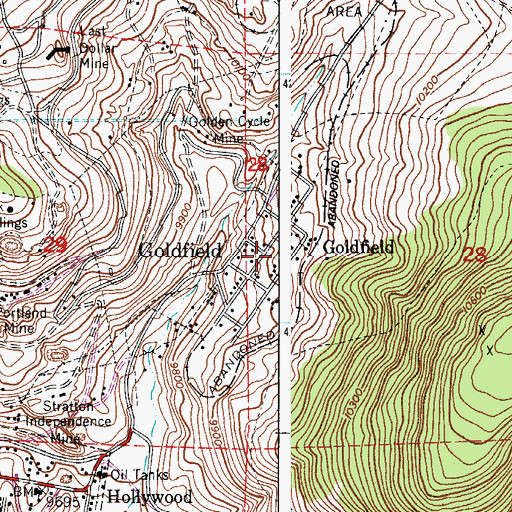 Topographic Map of Goldfield, CO