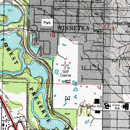Topographic Map of Skokie Playfield Golf Club, IL