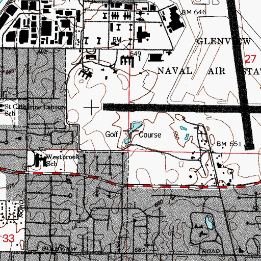 Topographic Map of Station Golf Links of Glenview, IL