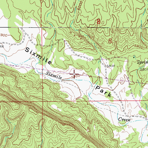 Topographic Map of Sixmile Park, CO