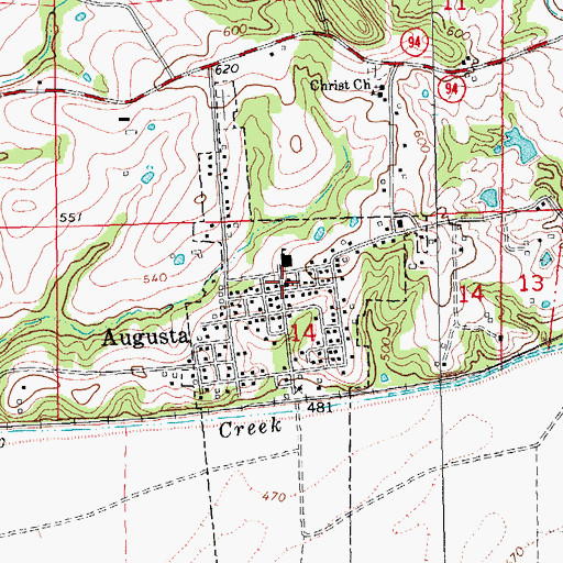 Topographic Map of Ebenezer United Church of Christ, MO