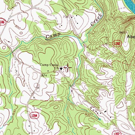 Topographic Map of Camps Creek Cemetery, NC