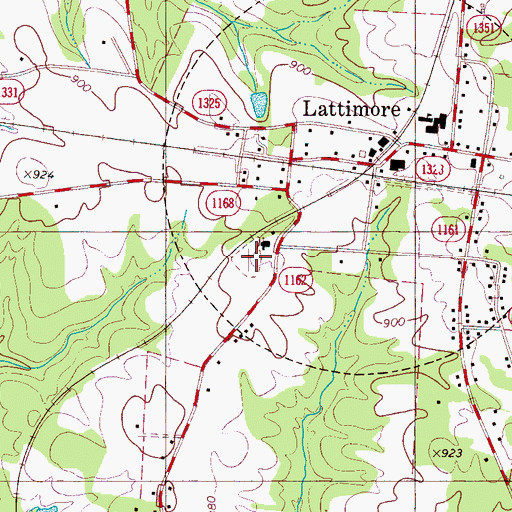 Topographic Map of Lattimore Cemetery, NC