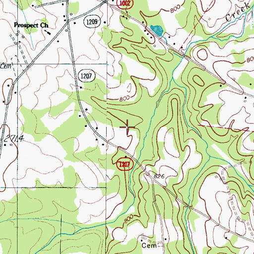 Topographic Map of McCraw Cemetery, NC