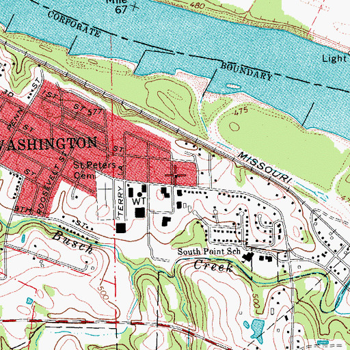 Topographic Map of First United Penecostal Church, MO