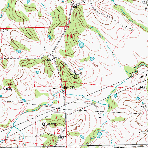 Topographic Map of Caldwell Franklin County Museum, MO