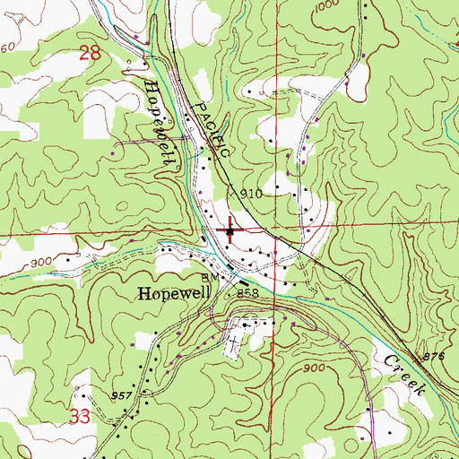 Topographic Map of Hopewell Community Center, MO