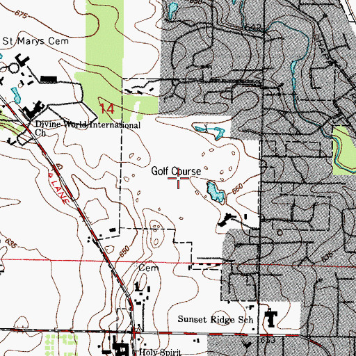 Topographic Map of Sunset Ridge Country Club, IL