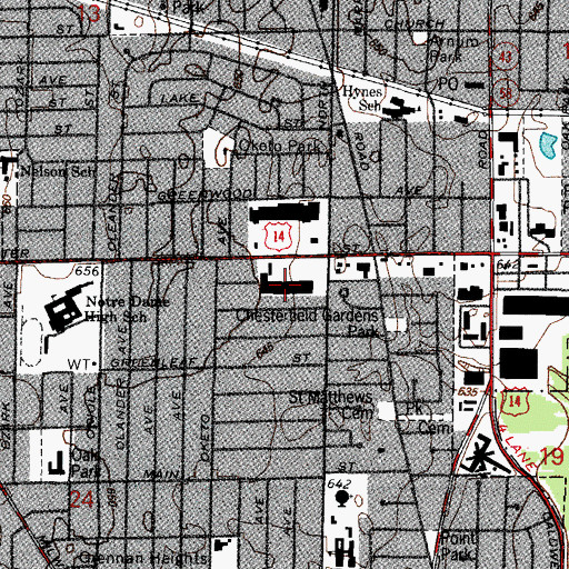 Topographic Map of Super City Shopping Center, IL