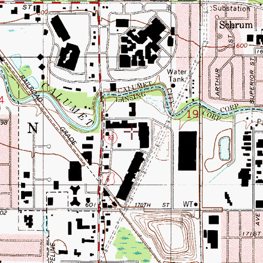 Topographic Map of The Landings Shopping Center, IL