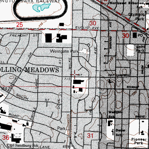 Topographic Map of Wilke Commons Shopping Center, IL