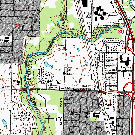 Topographic Map of Wilmette Golf Course, IL