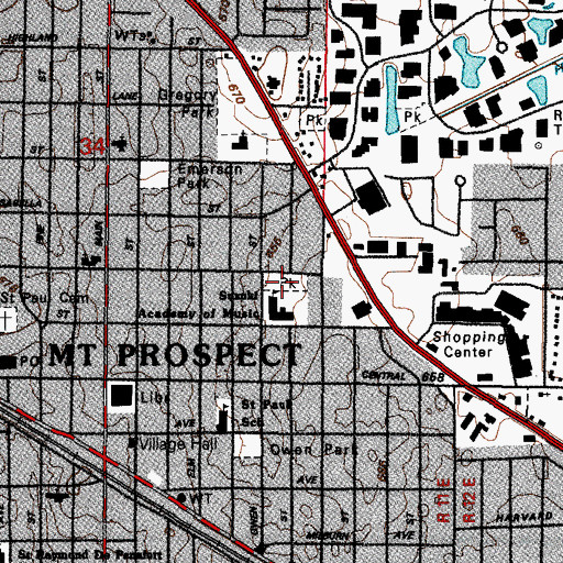 Topographic Map of Busse Park, IL