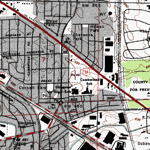 Topographic Map of Chippewa Park, IL