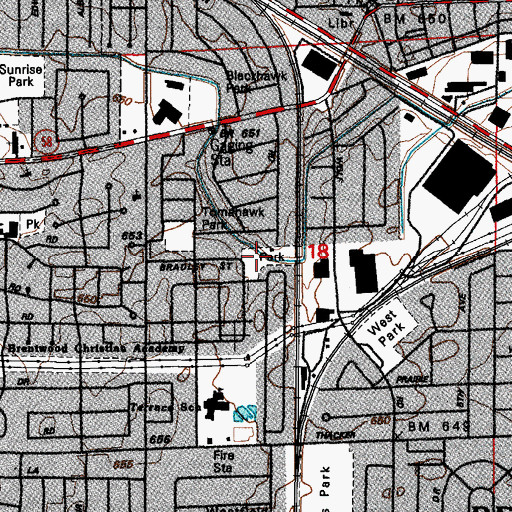 Topographic Map of Des Plaines Manor Park, IL