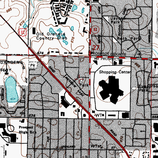 Topographic Map of East Wedgewood Park, IL