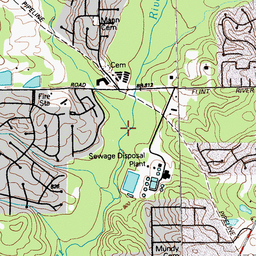 Topographic Map of Kendrick Waters, GA