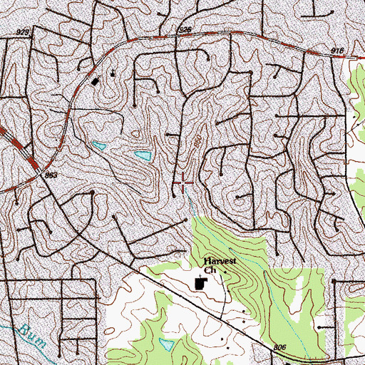 Topographic Map of Hidden Springs Brook, GA
