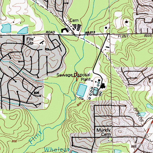 Topographic Map of Cleburnes Creek, GA