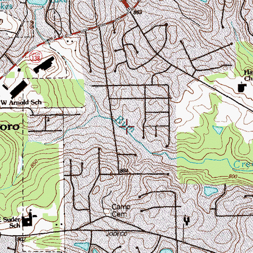 Topographic Map of Brown Rock Bottom Creek, GA