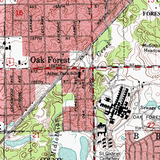 Topographic Map of Harriet Park, IL