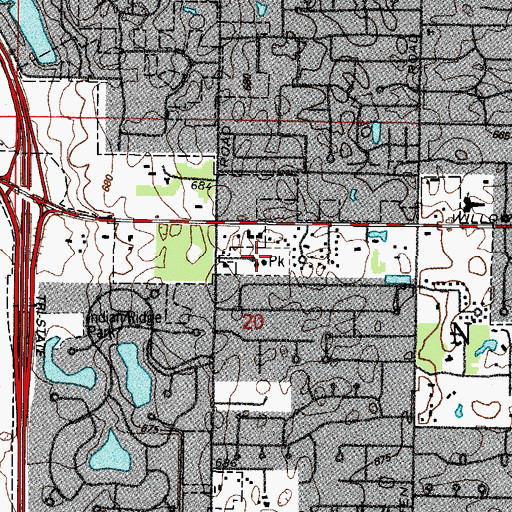 Topographic Map of Hawthorne Glen Park, IL