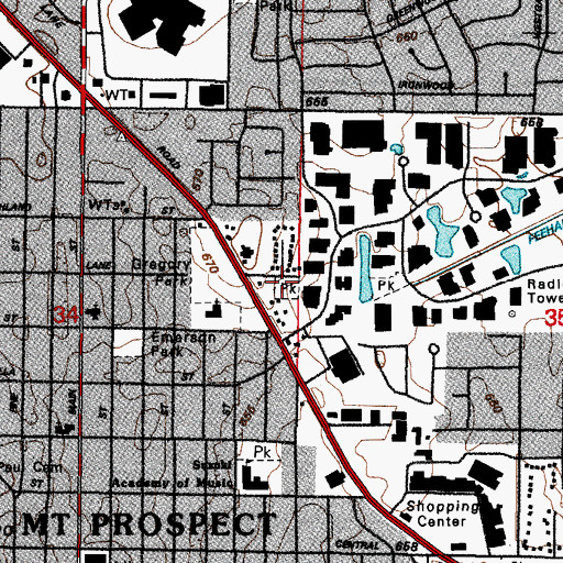 Topographic Map of Hill Street Park, IL