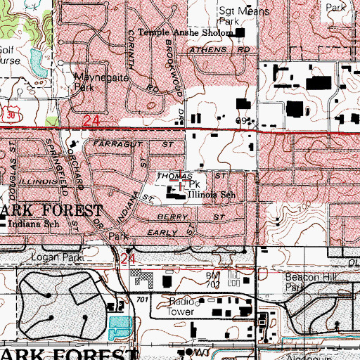 Topographic Map of Illinois Park, IL