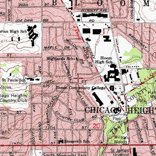 Topographic Map of Landeen Park, IL