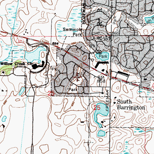 Topographic Map of Lincoln Park, IL