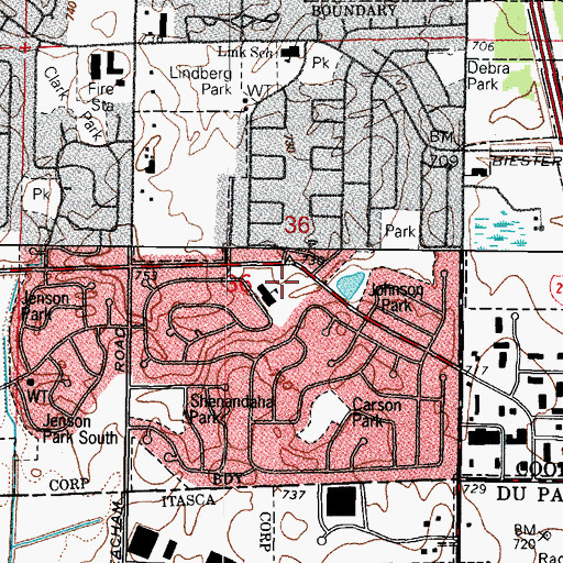 Topographic Map of Mather Park, IL