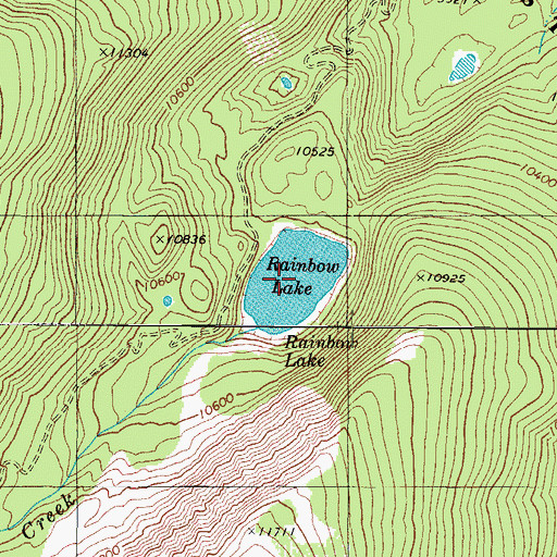 Topographic Map of Rainbow Lake, CO